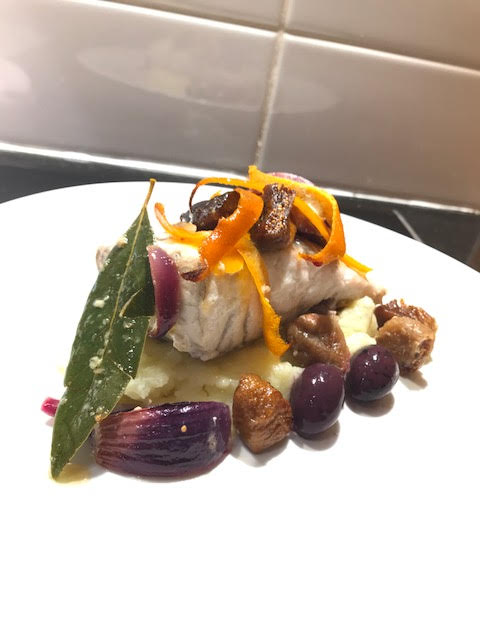 Orange and fig glazed&nbsp;barramundi