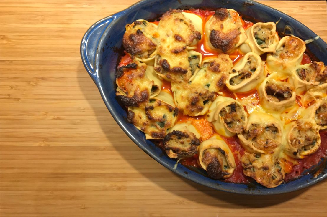 Rotolo with parsnips, spinach and cannellini&nbsp;beans