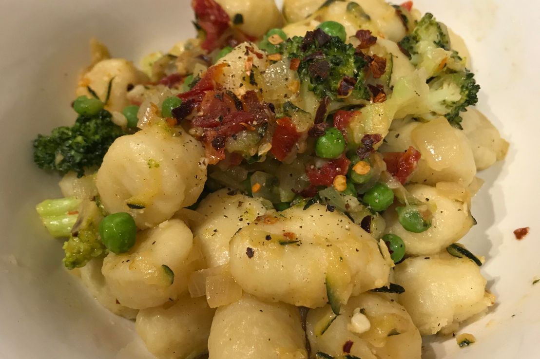 Pea, broccoli and zucchini gnocchi